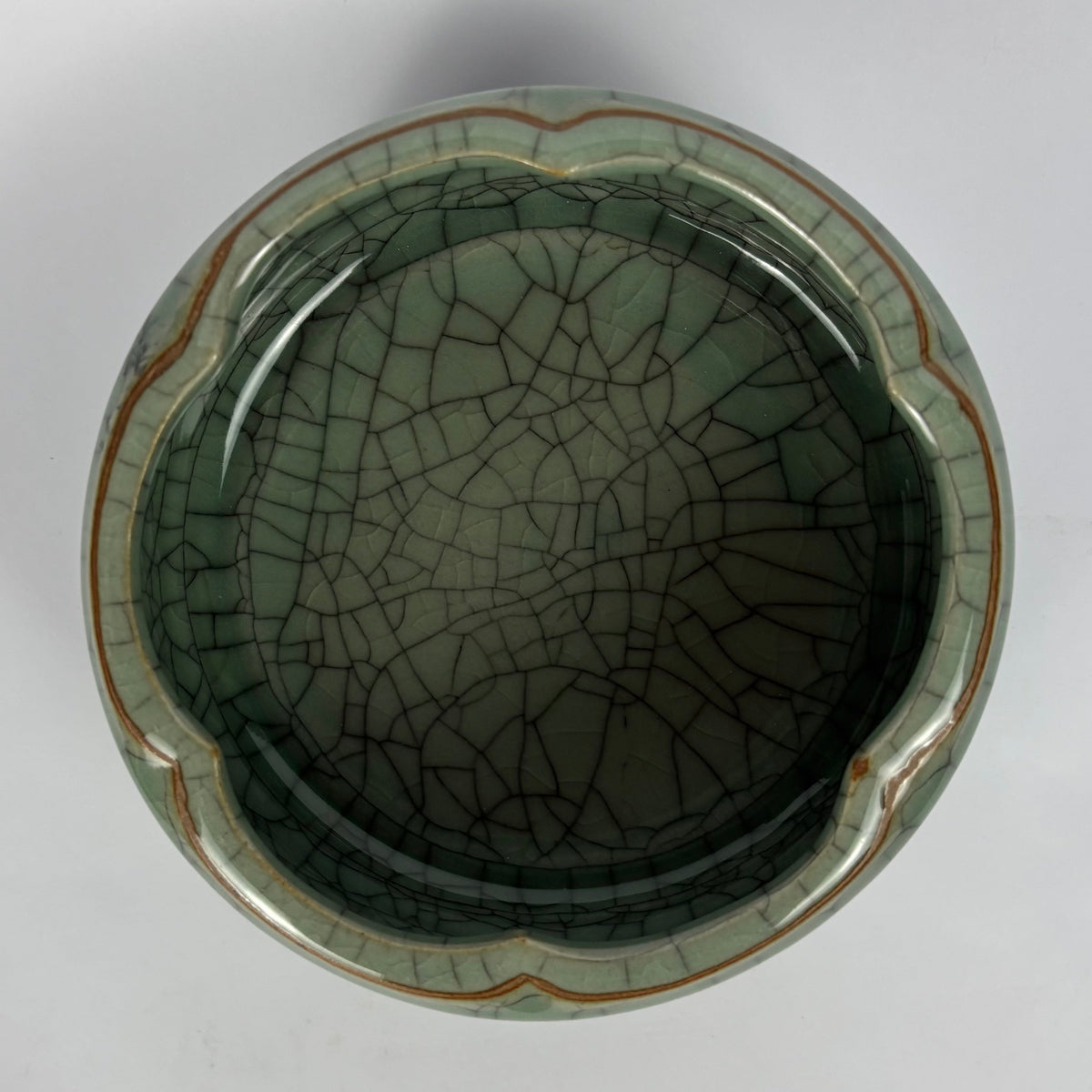 Chinese Green Crackle Glaze Brush Washer Bowl – Lion Motif