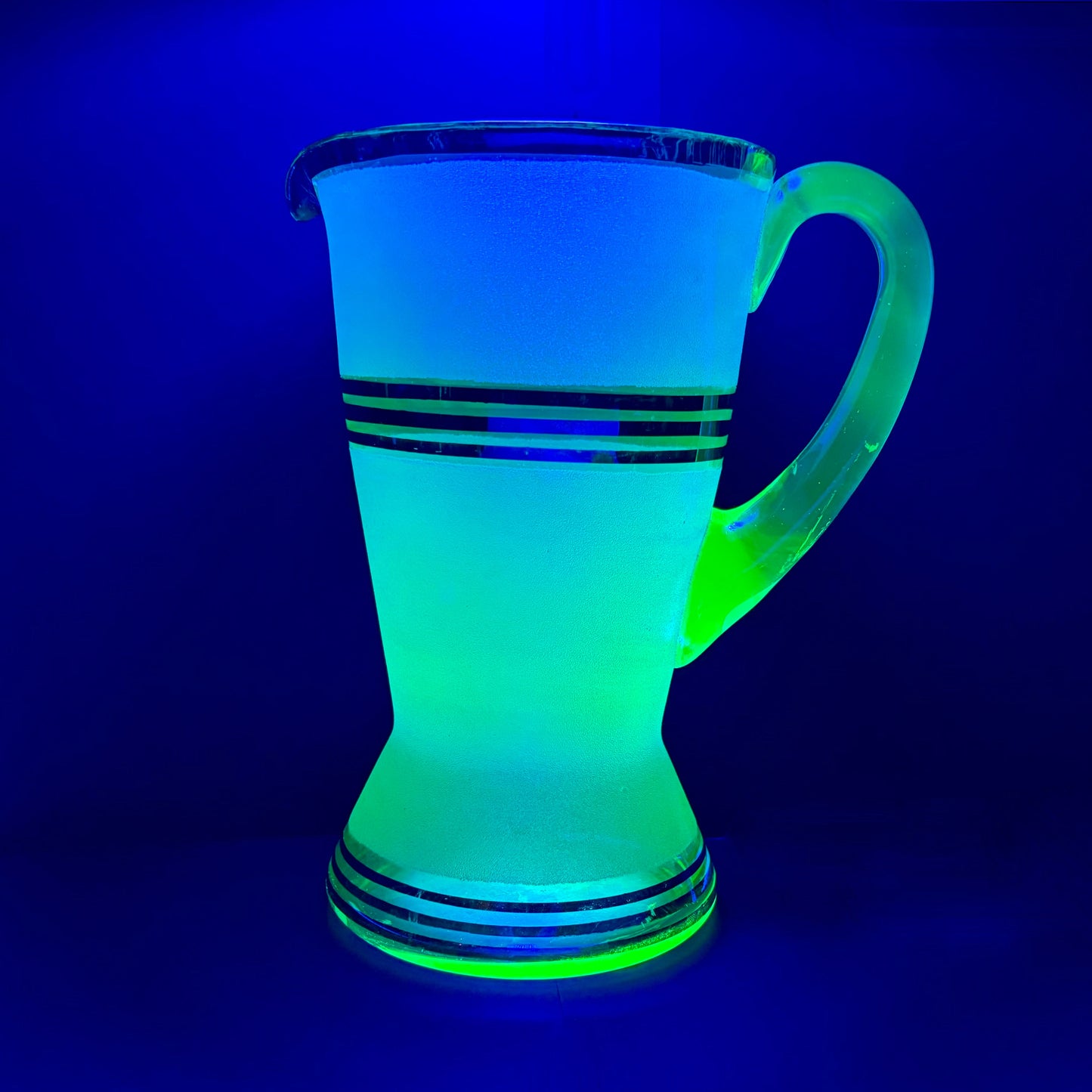 1930s Art Deco Uranium Glass Lemonade Set – Jug & 5 Tumblers