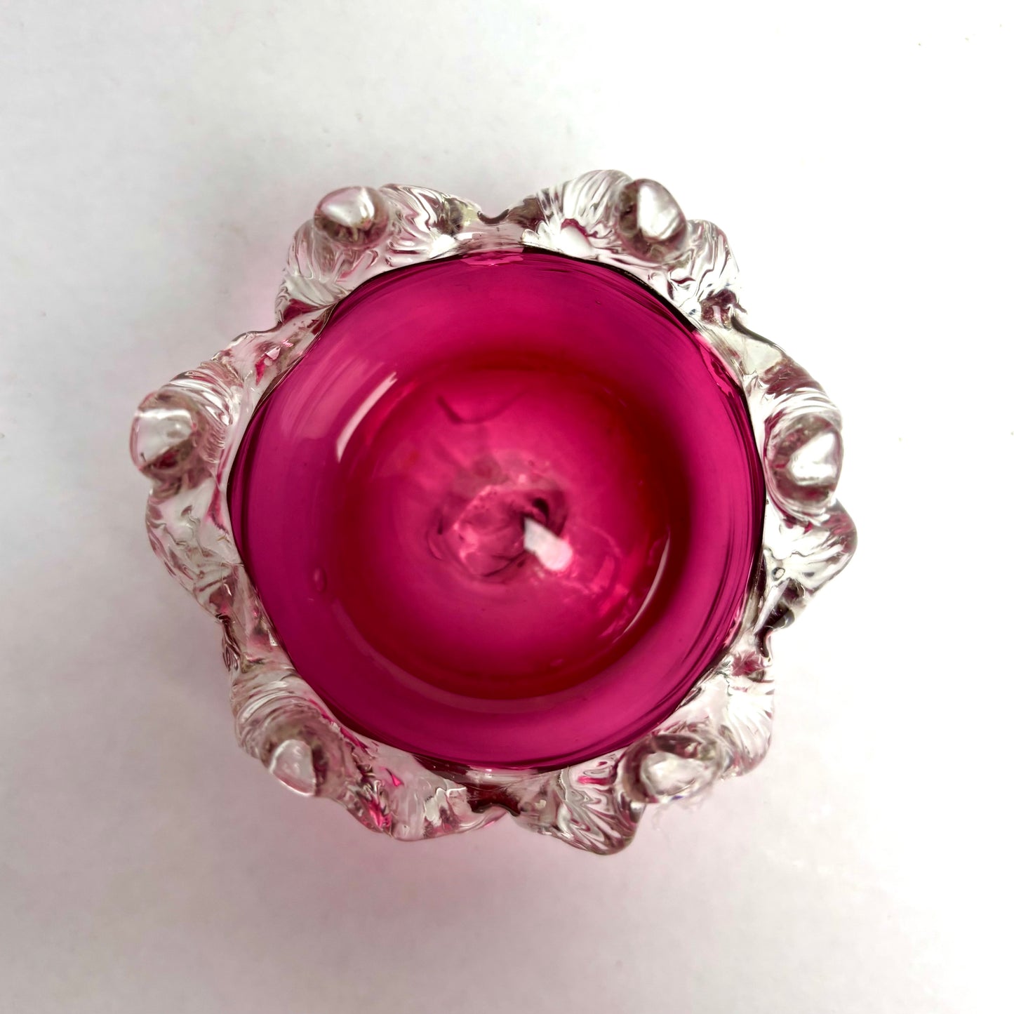 Cranberry Optical Ribbed Small Bowl