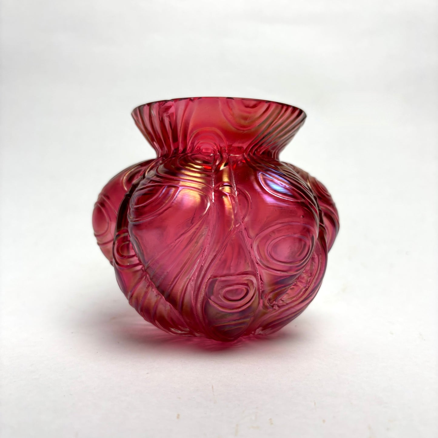 Art Nouveau Welz Spiraloptisch Pink Vase