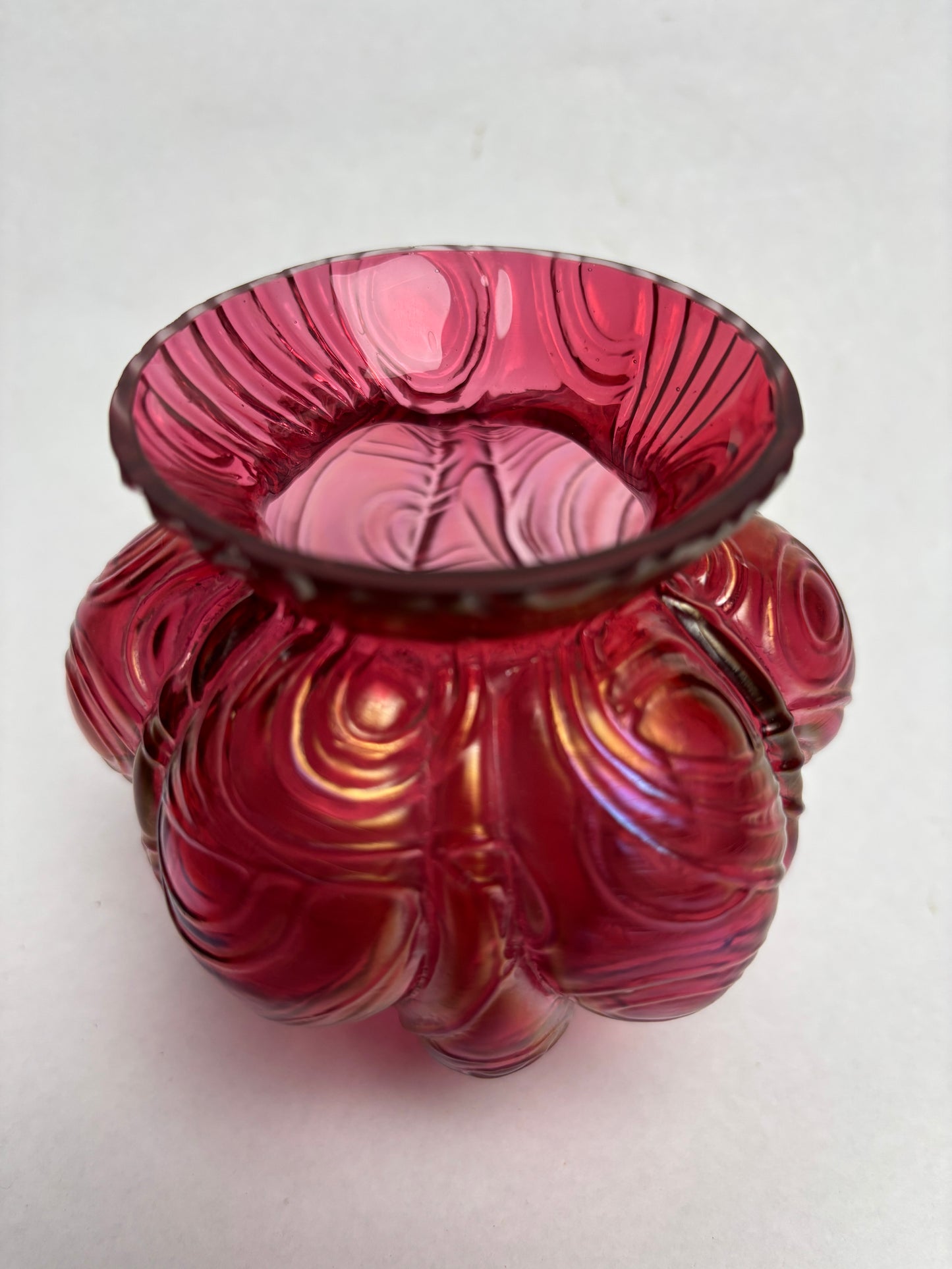 Art Nouveau Welz Spiraloptisch Pink Vase