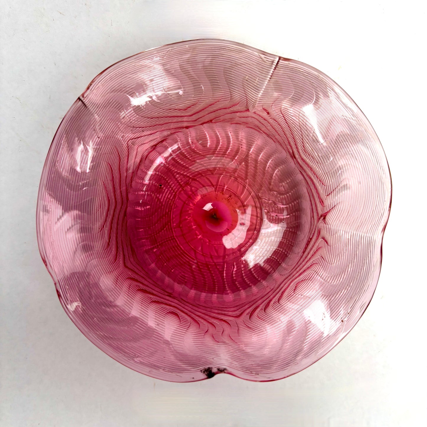 Antique Victorian Stevens & Williams Threaded Art Glass Bowl