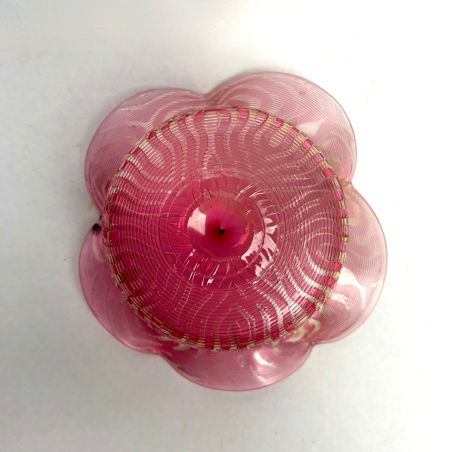 Antique Victorian Stevens & Williams Threaded Art Glass Bowl