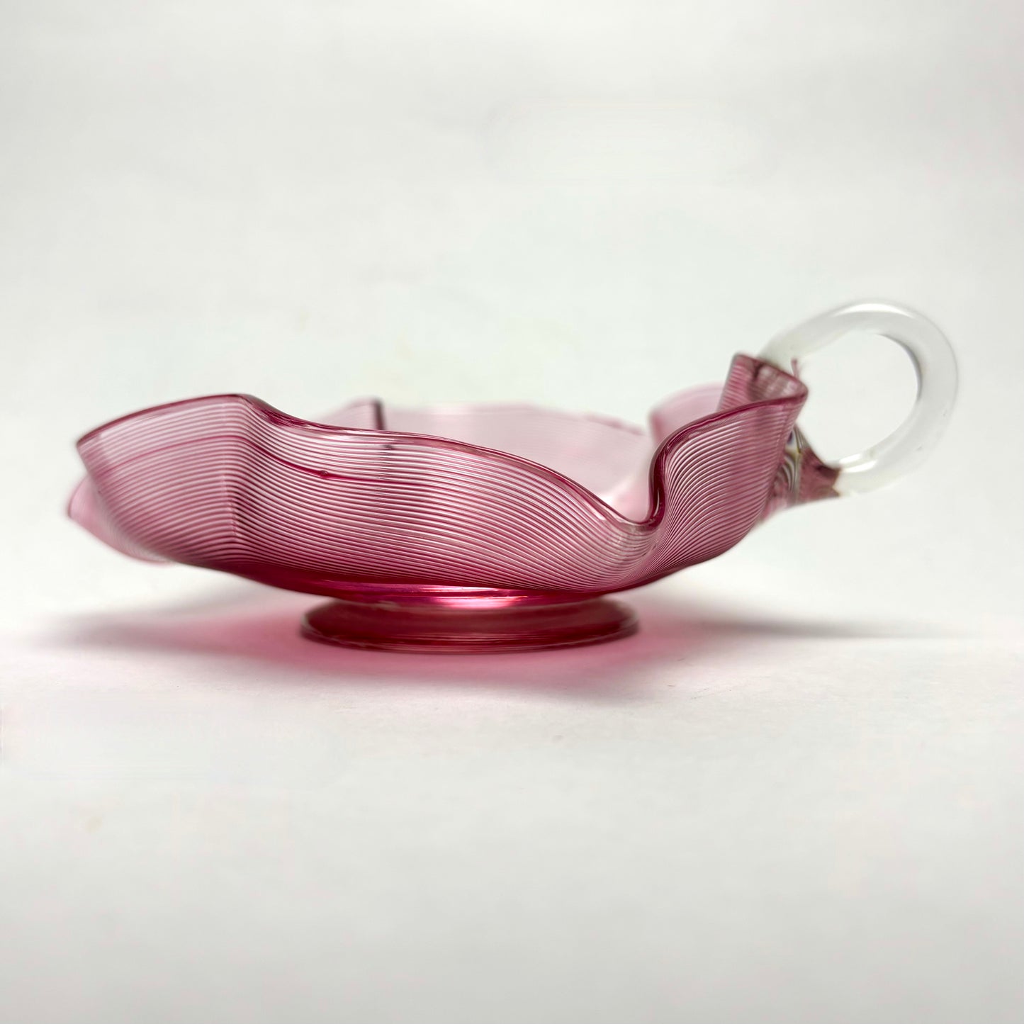 Victorian Pink Glass Threaded Jug