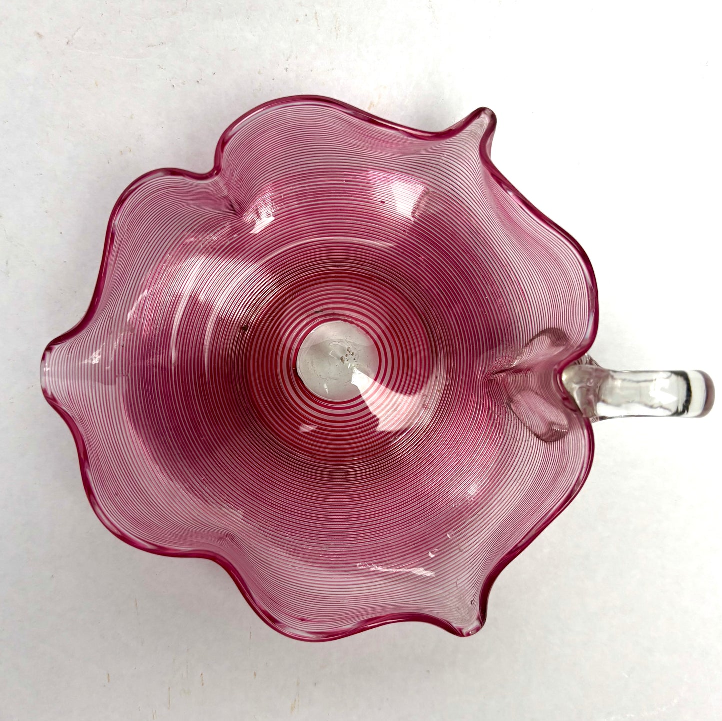 Victorian Pink Glass Threaded Jug