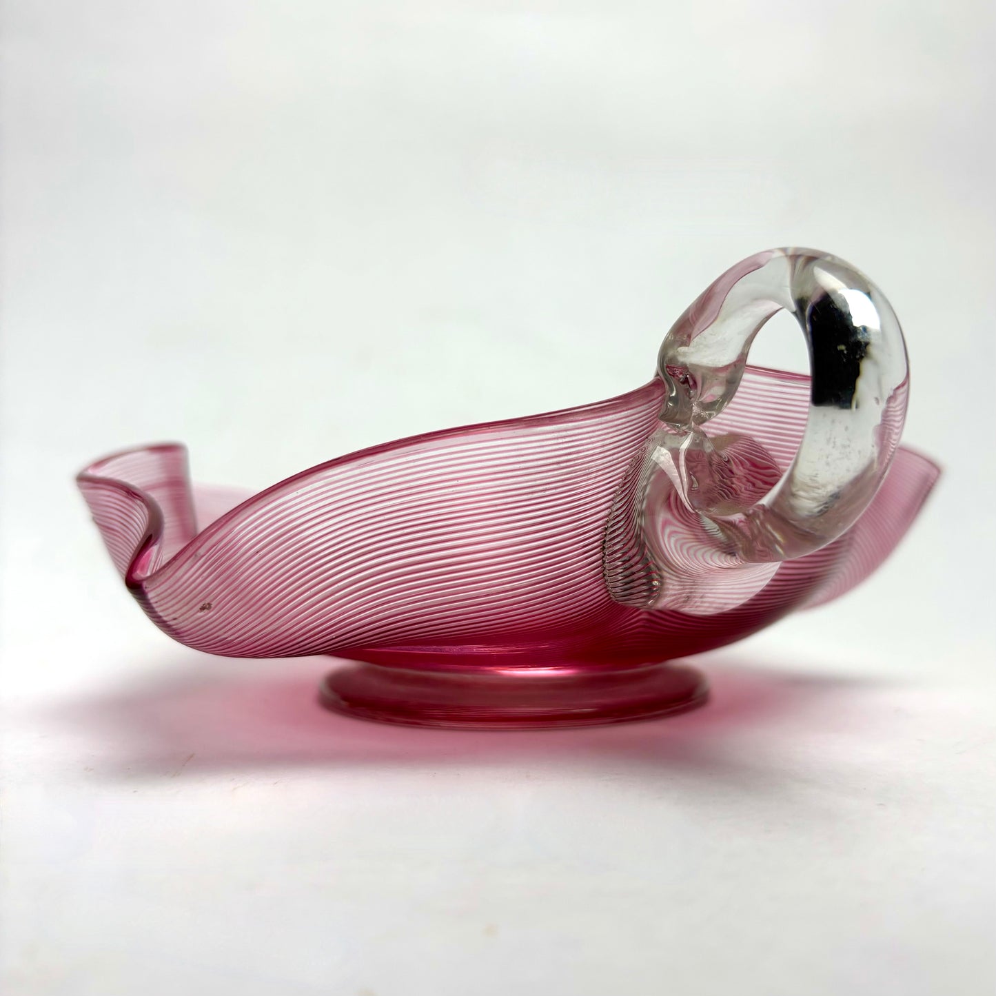 Victorian Pink Glass Threaded Jug