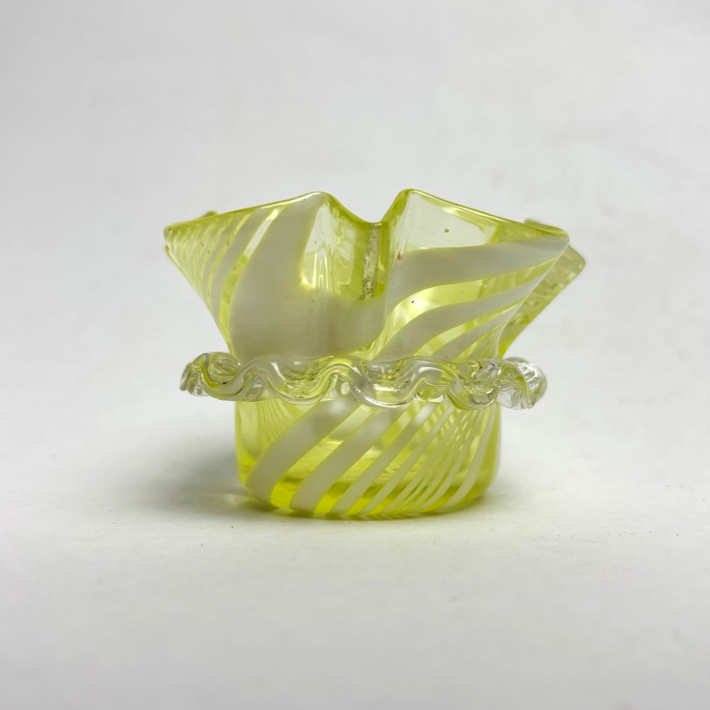 Small Antique Victorian Citrine Uranium Ribbon Dish