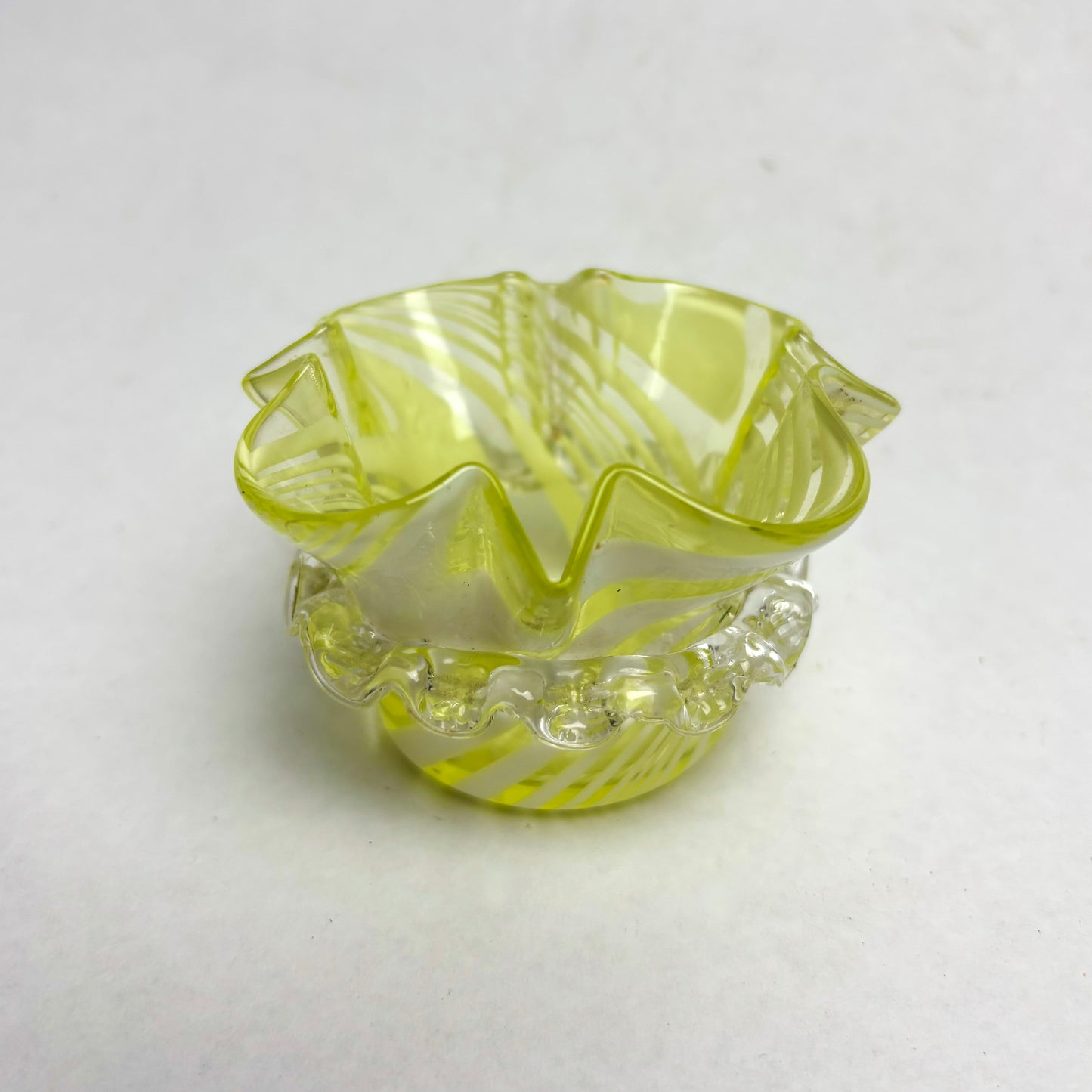Small Antique Victorian Citrine Uranium Ribbon Dish