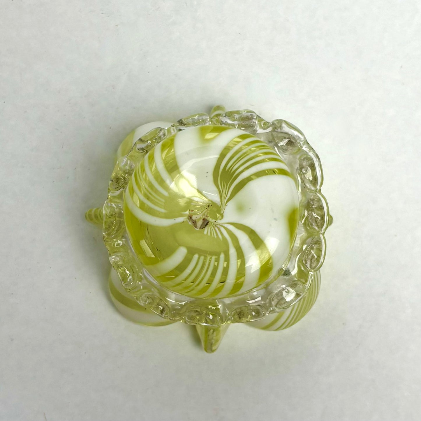 Small Antique Victorian Citrine Uranium Ribbon Dish
