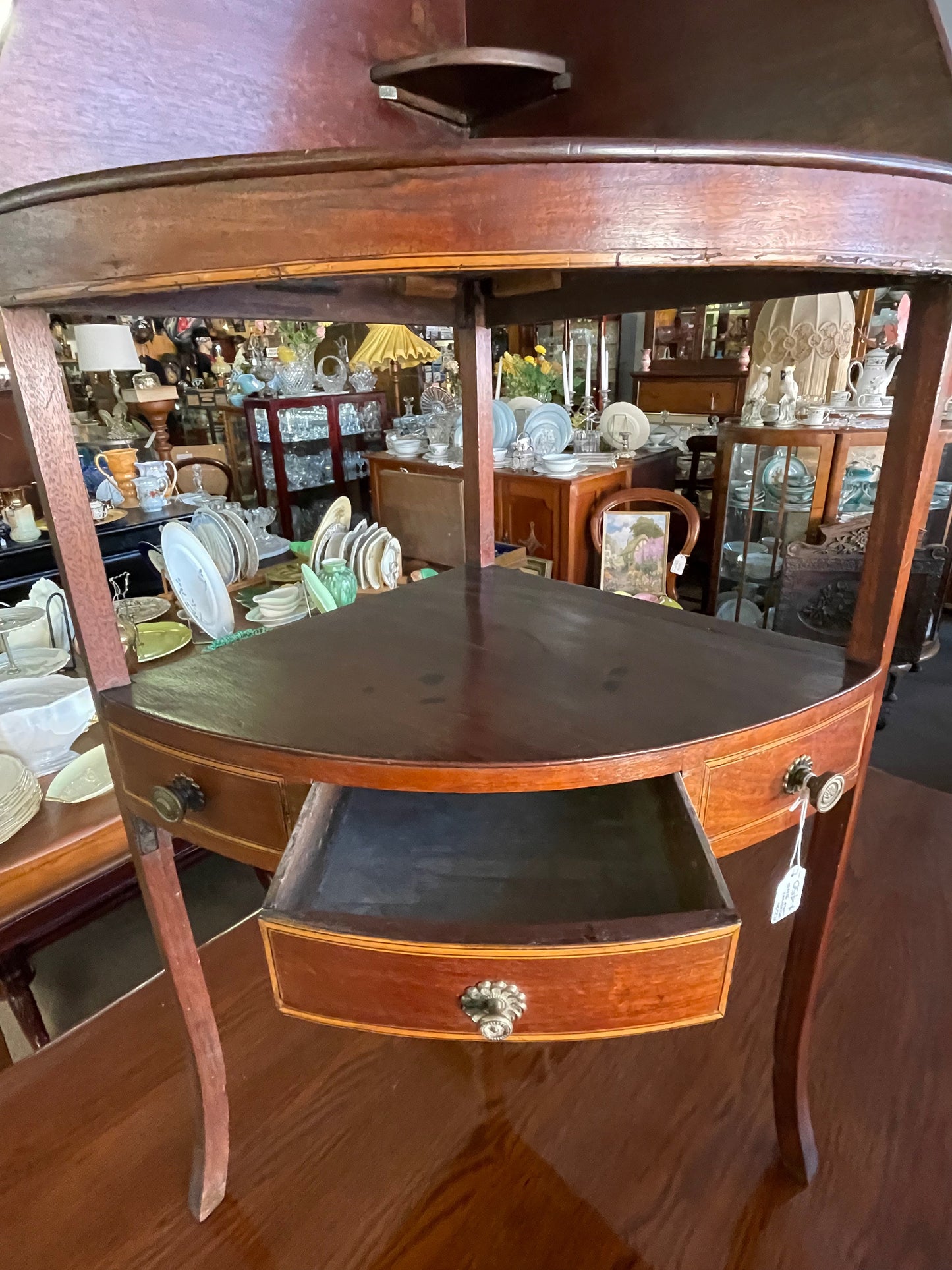 Georgian mahogany inlaid corner washstand