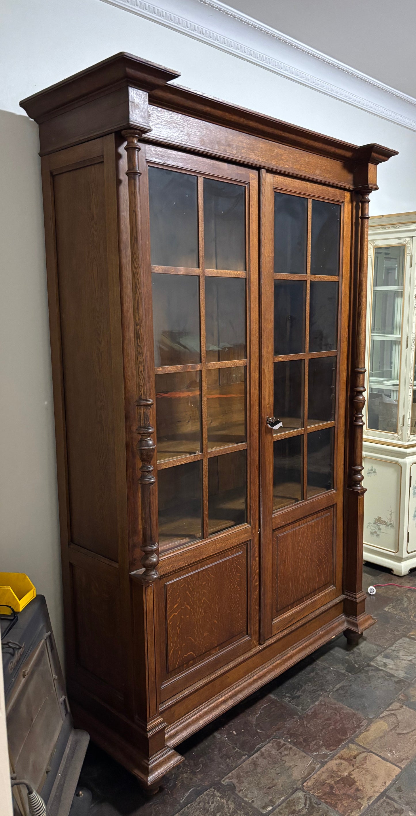 French Oak Two-Door Glazed Bookcase France, Circa 1890