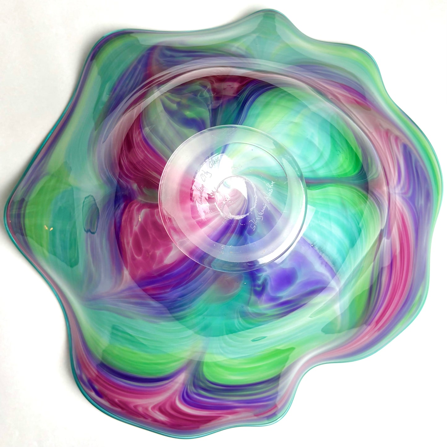 Extra large art glass bowl Jewell Gardens Skagway Alaska