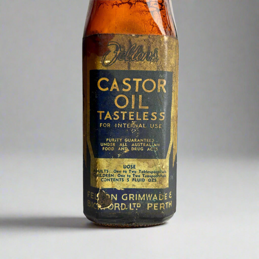 Zellar's Castor Oil Bottle – Felton Grimwade & Bickford Perth, 1930s