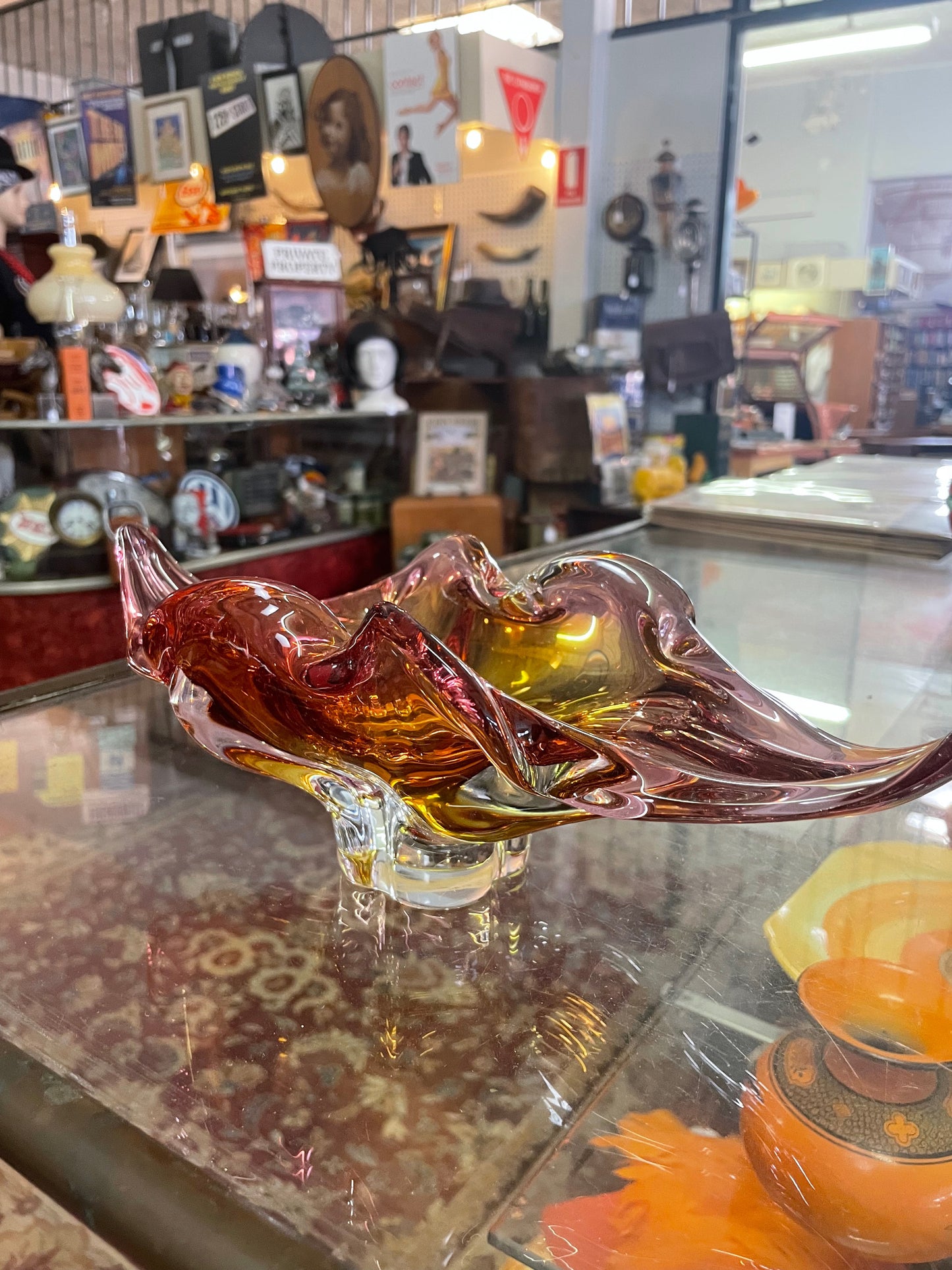 Bohemian art glass bowl by Josef Hospodka VGC