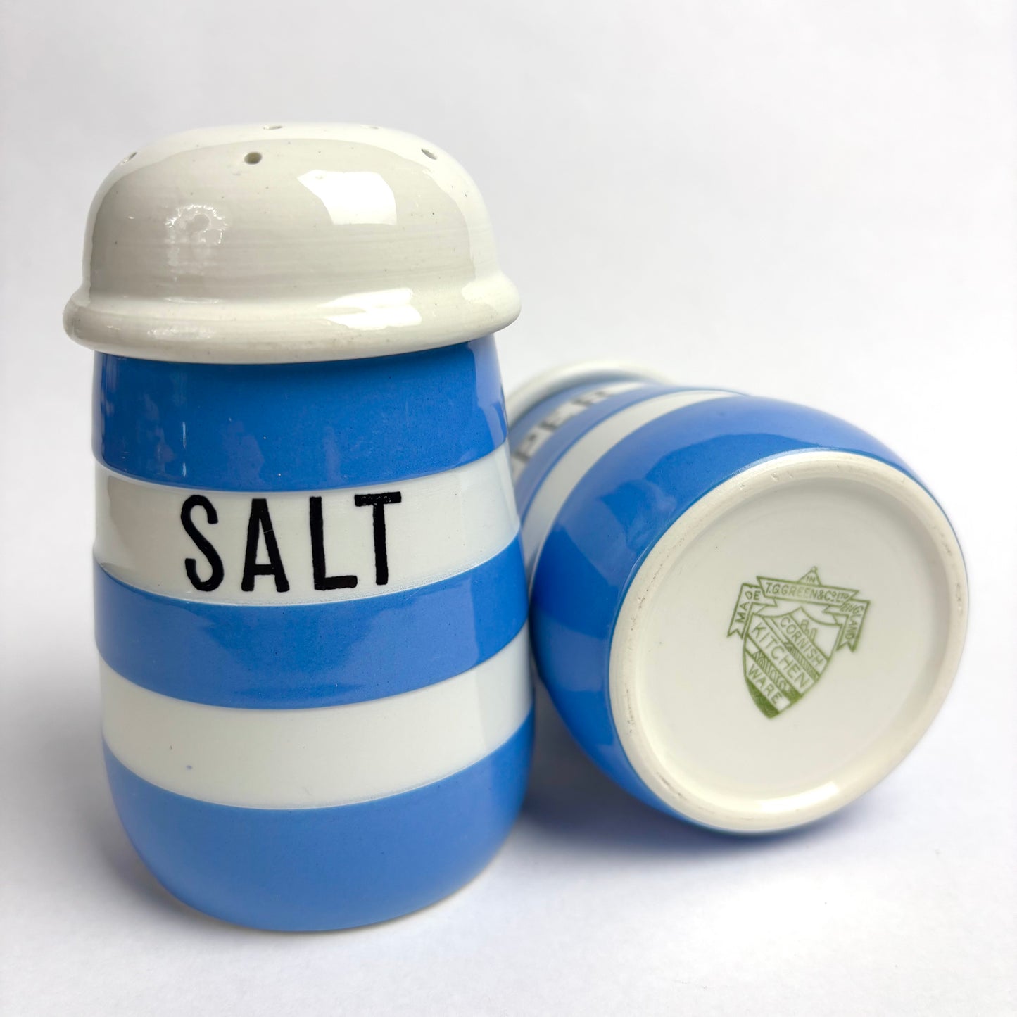 TG Green Electric Blue Cornishware Large Pepper & Salt Shakers