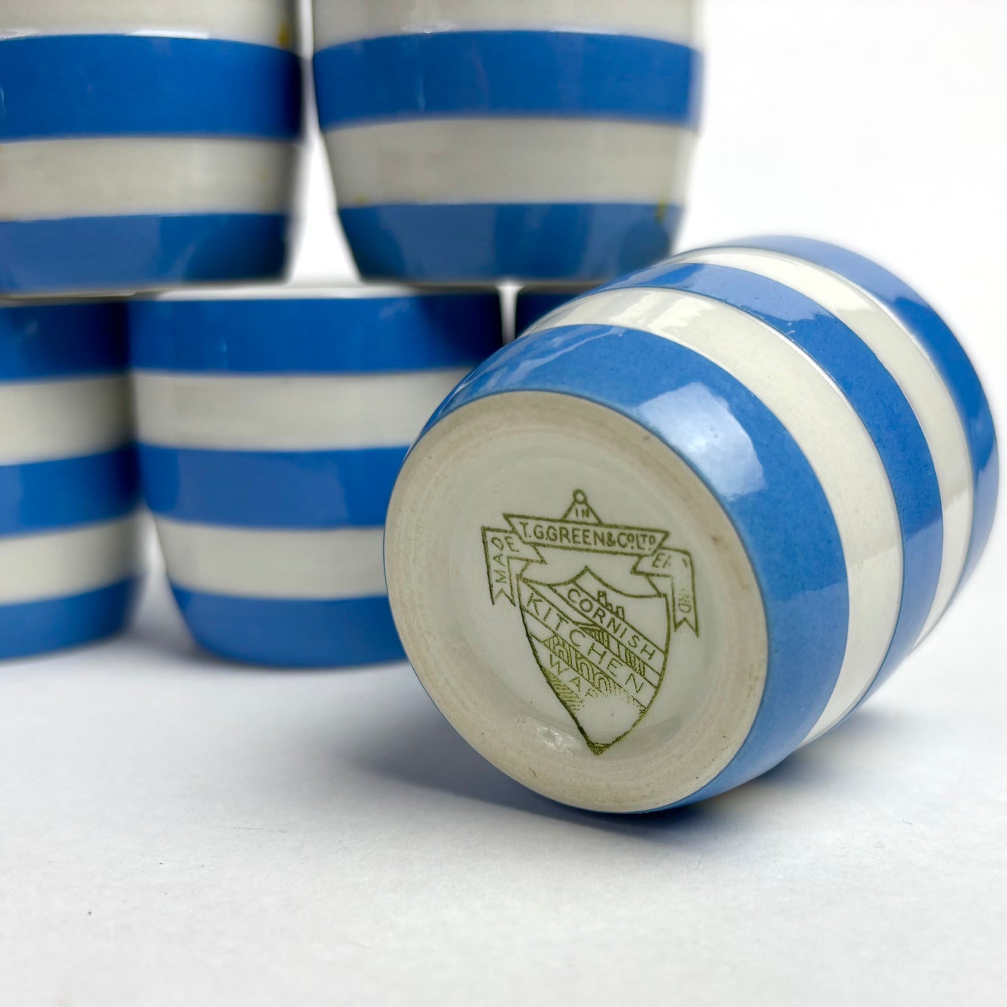 TG Green Electric Blue Cornishware Egg Cups