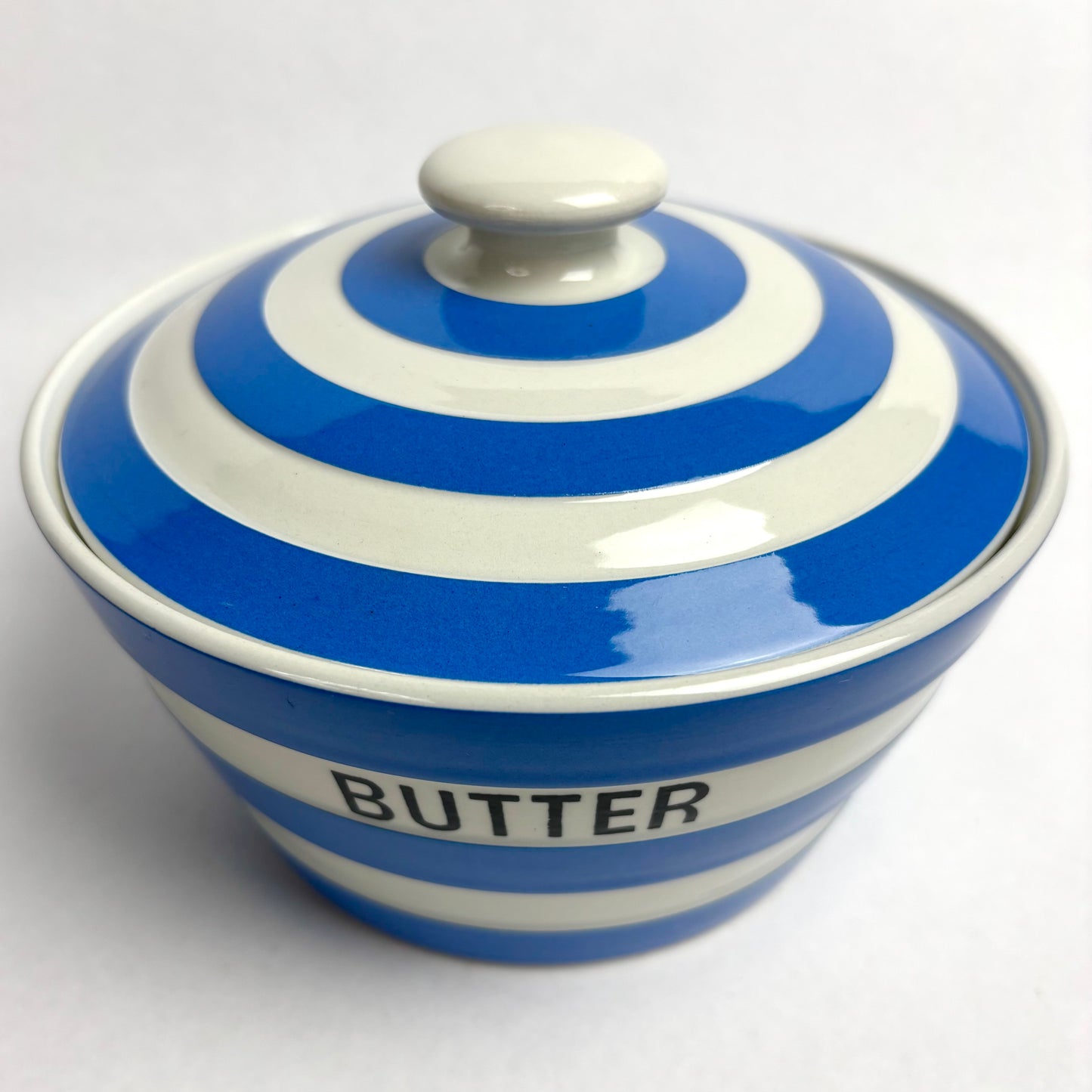 TG Green Electric Blue Cornishware Lidded Butter Dish
