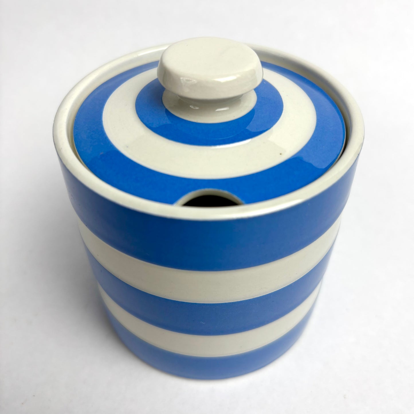 TG Green Electric Blue Cornishware Lidded Jam Pot