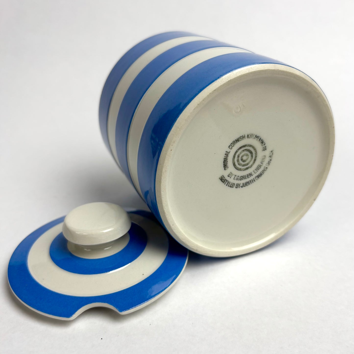 TG Green Electric Blue Cornishware Lidded Jam Pot