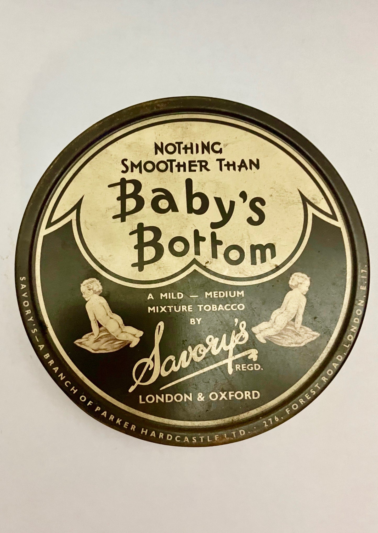 Baby's Bottom tobacco tin