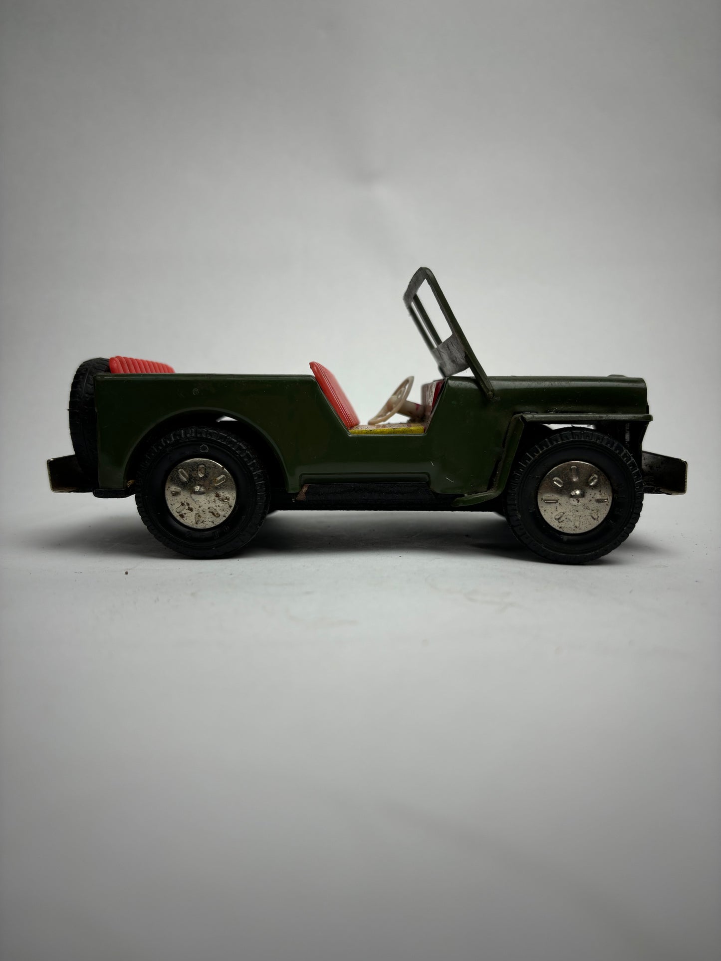 Vintage Tin Friction Haji Army Jeep