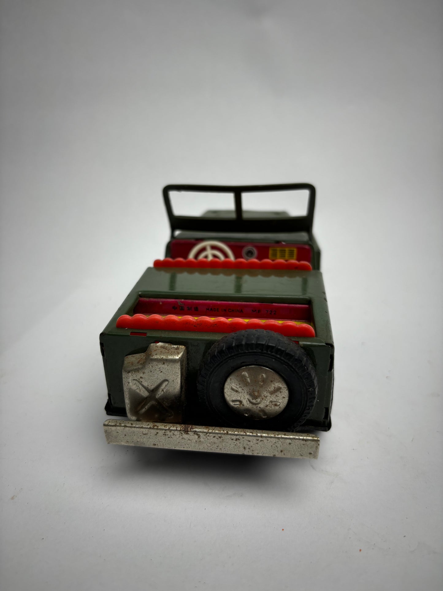 Vintage Tin Friction Haji Army Jeep
