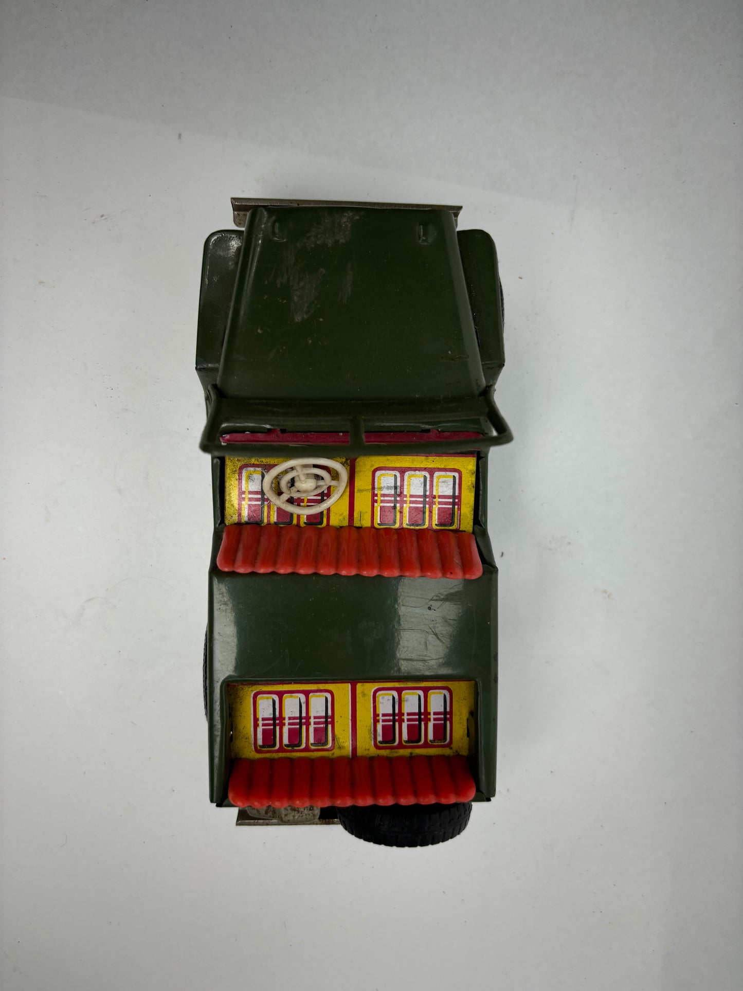 Vintage Tin Friction Haji Army Jeep
