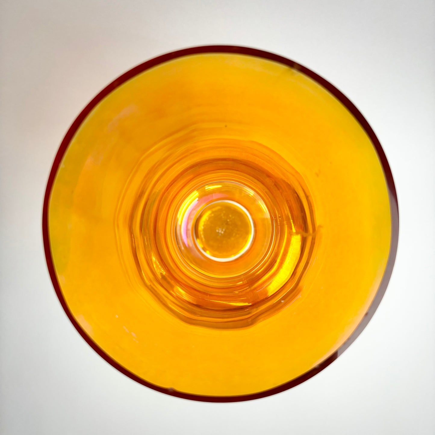 Crown Crystal Glass (Australia) ‘Melon Rib’ 9.5” Vase, in Marigold