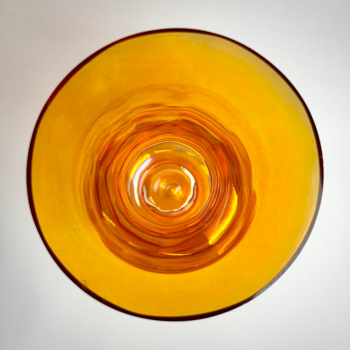Crown Crystal Glass (Australia) ‘Melon Rib’ 9.5” Vase, in Marigold