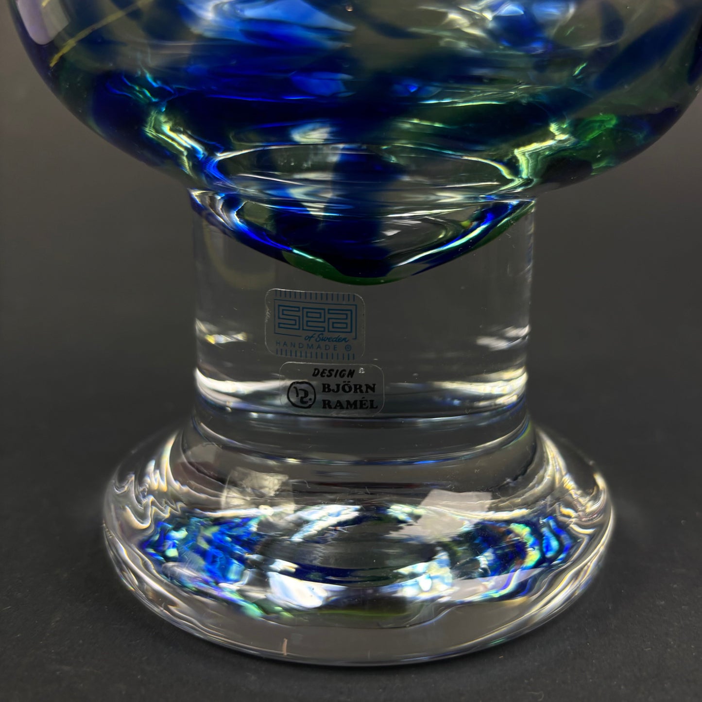Vintage SEA Glasbruk Art Glass Vase – Björn Ramel, Sweden c.1970s