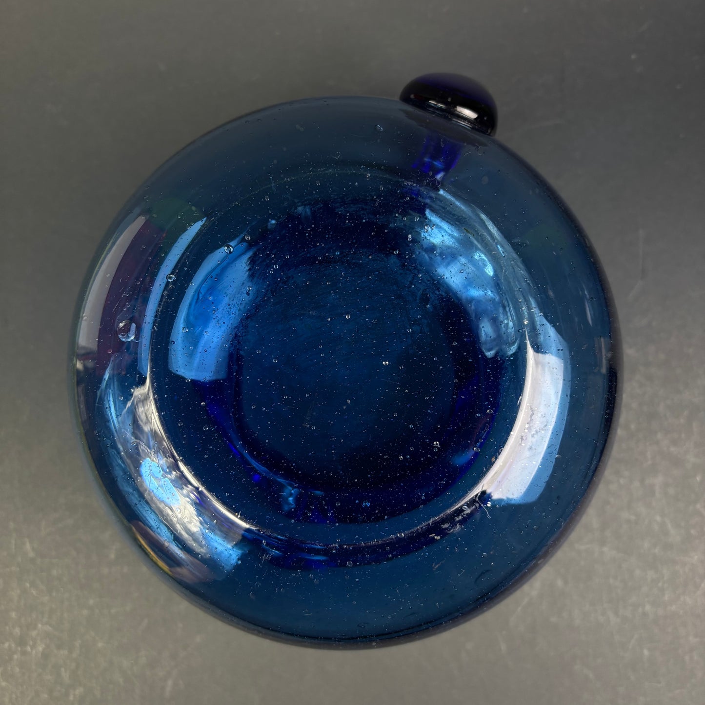 Vintage Cobalt Blue Hand-Blown Art Glass Jug / Vase