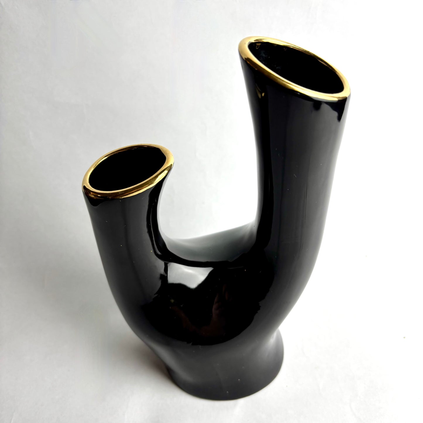Wembley Ware Black & Gold Branch Vase – Mid-Century Australian Pottery