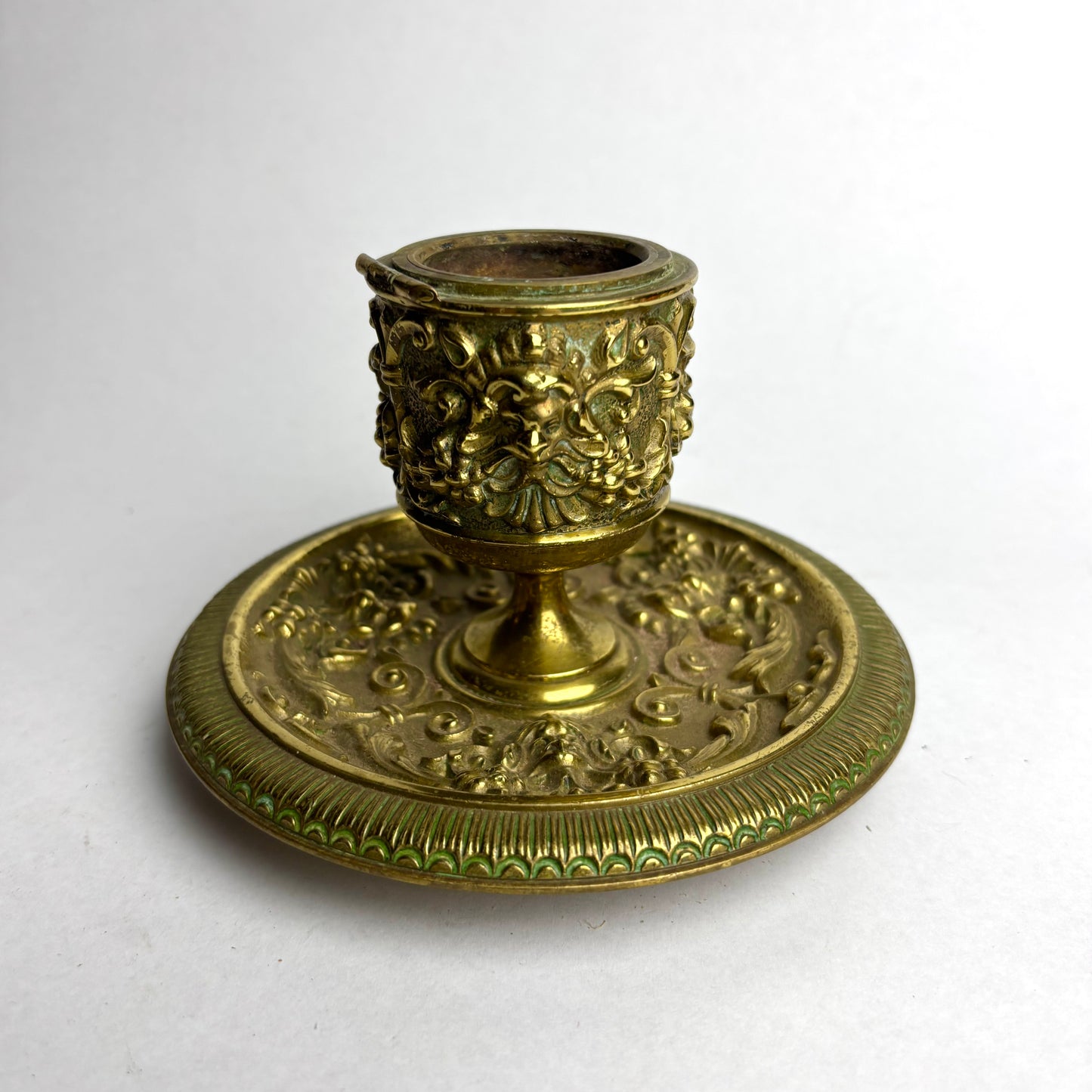 Antique Brass Inkwell