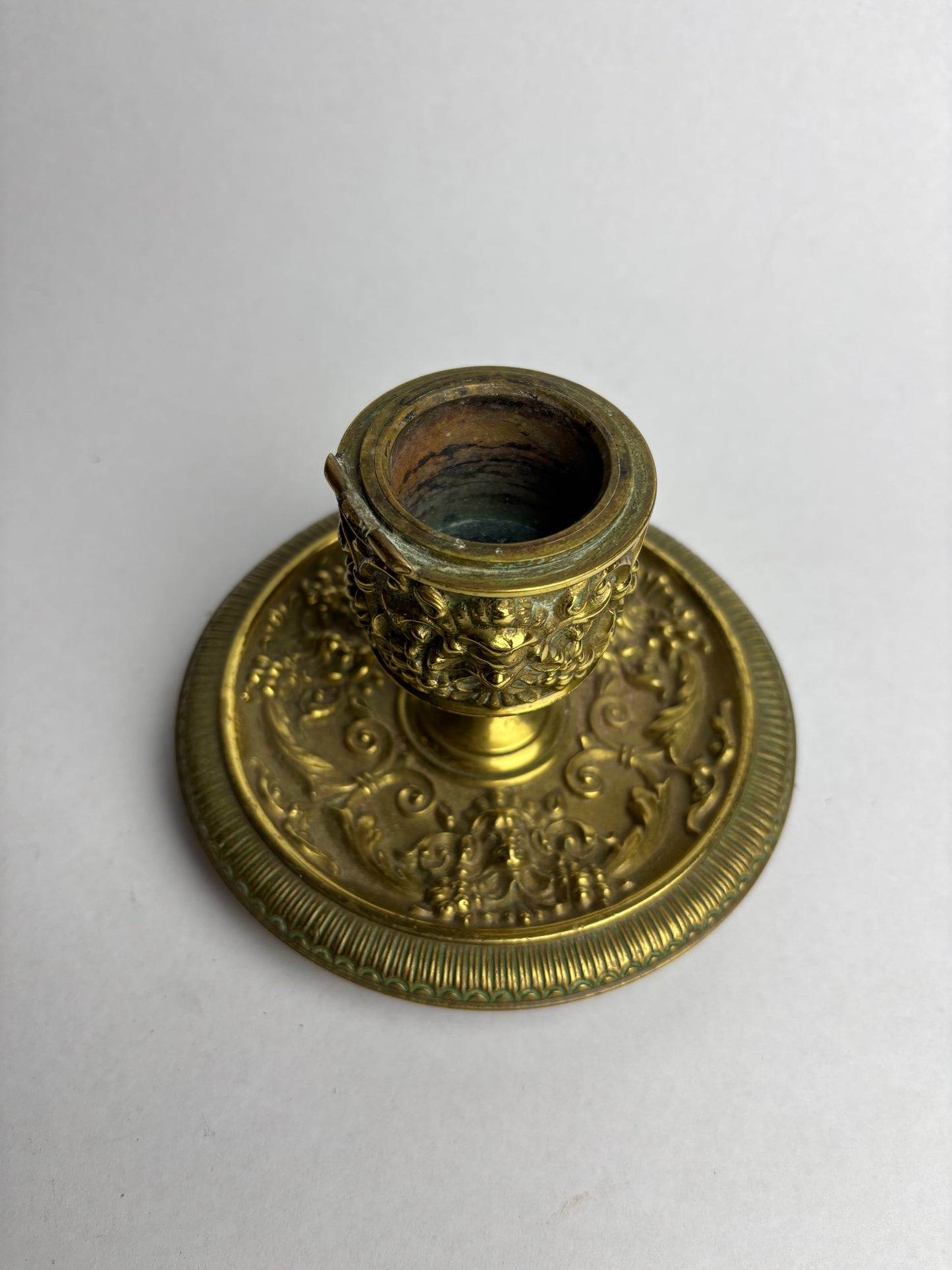 Antique Brass Inkwell