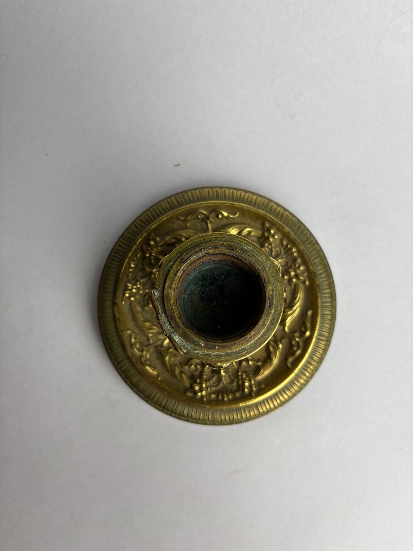 Antique Brass Inkwell