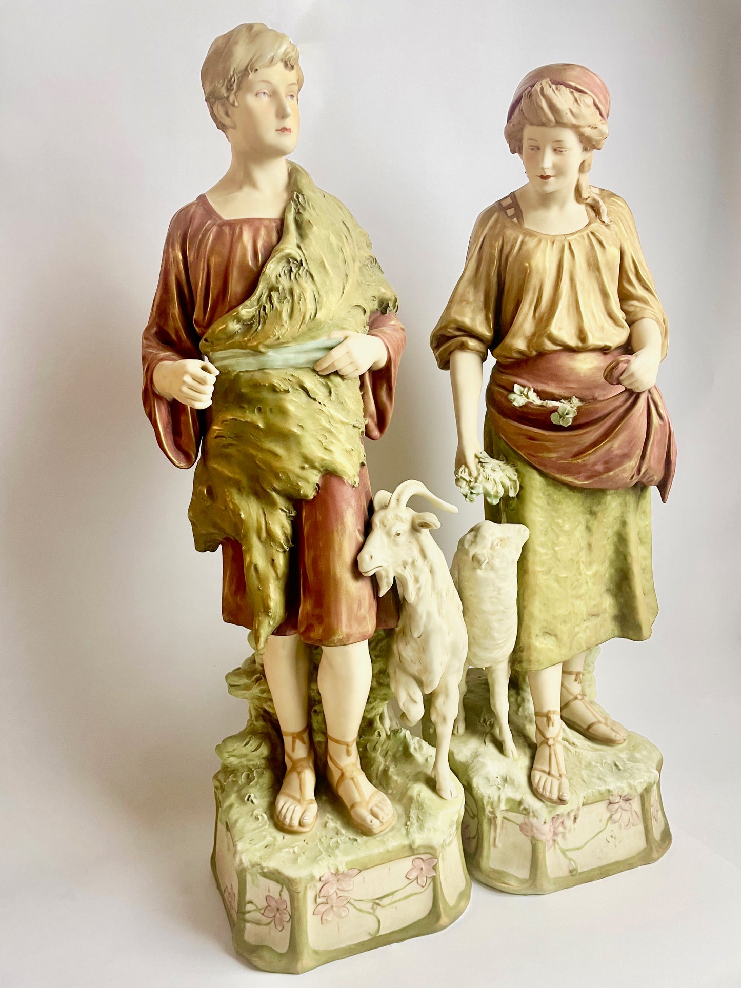 Fabulous Large Antique Pair of Royal Dux Bohemia Figures