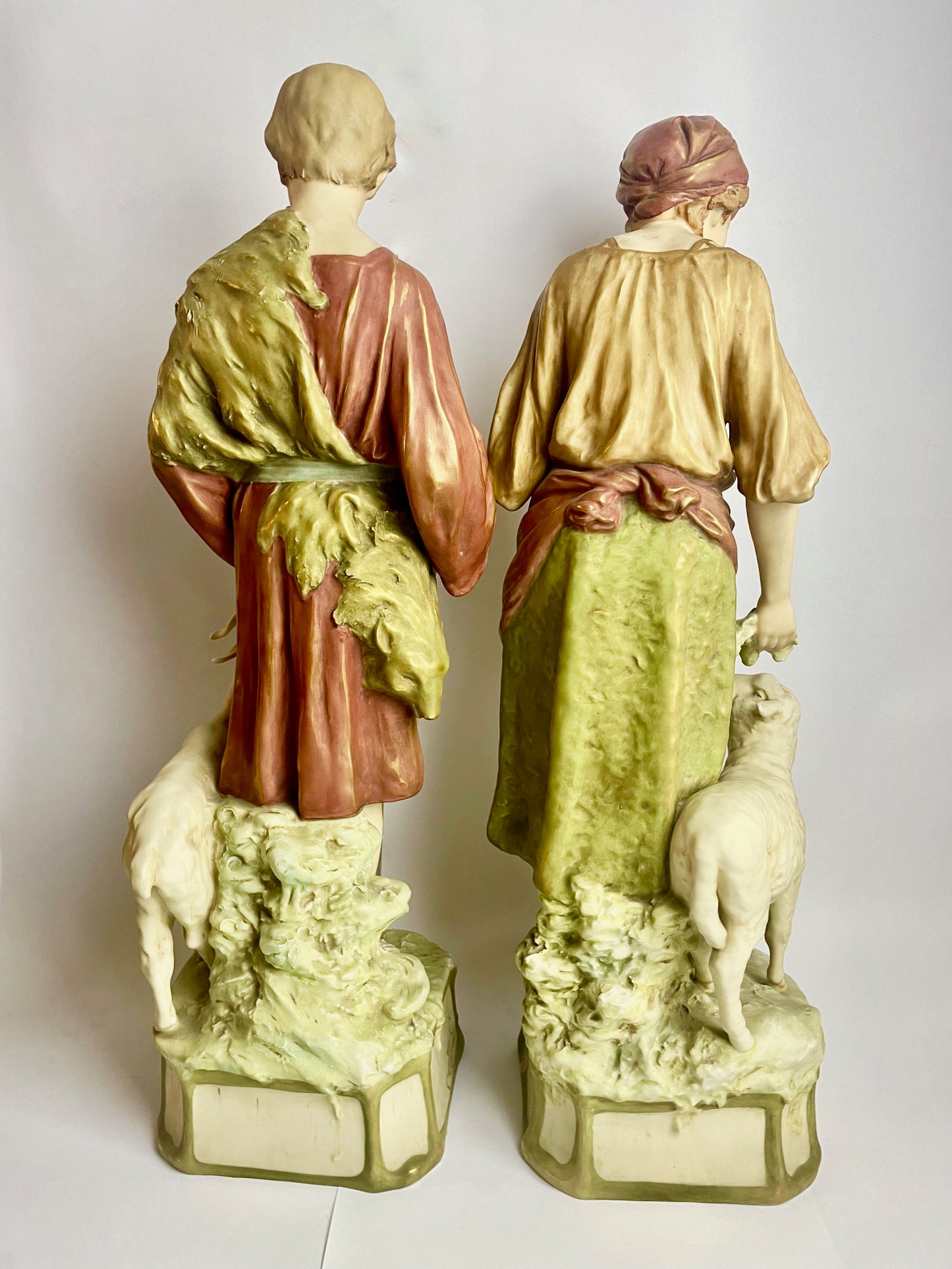 Fabulous Large Antique Pair of Royal Dux Bohemia Figures