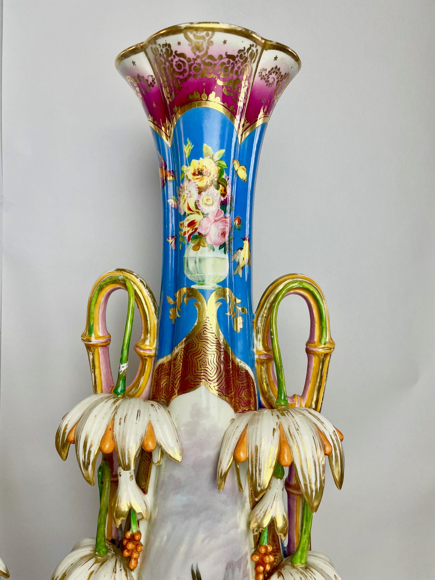 Pair of Antique Oversize Paris Porcelain Vases