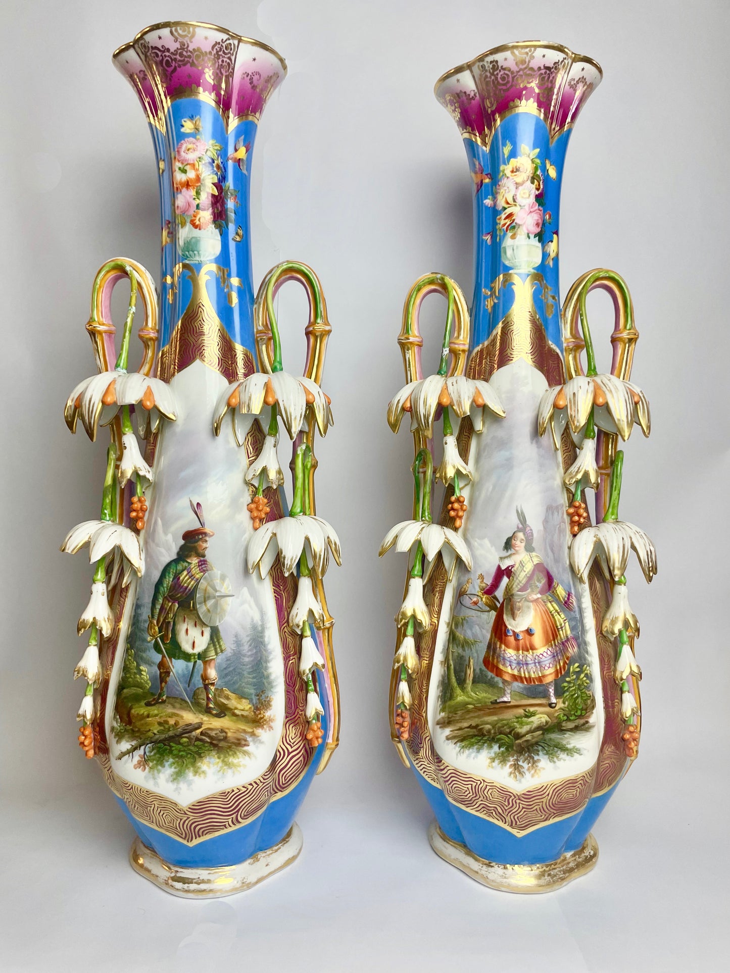 Pair of Antique Oversize Paris Porcelain Vases