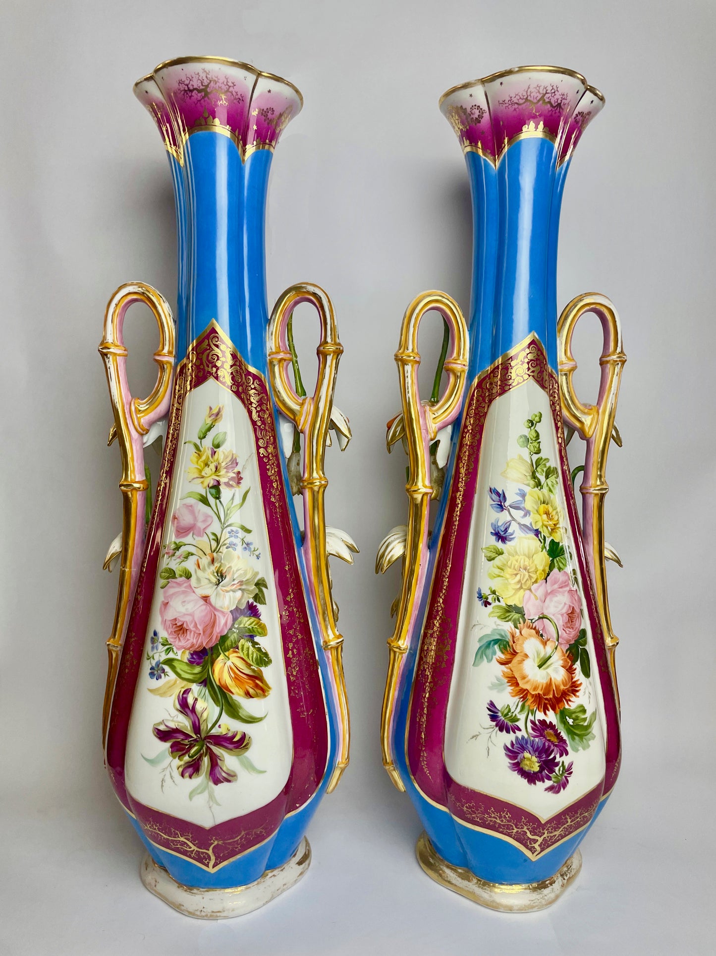 Pair of Antique Oversize Paris Porcelain Vases