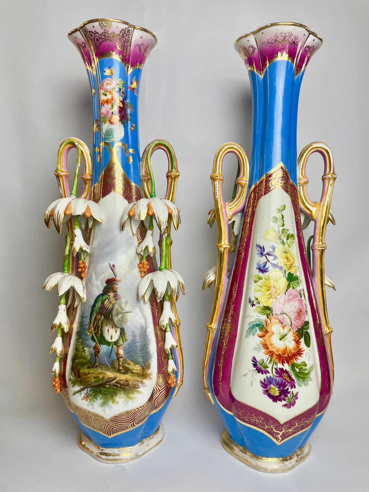 Pair of Antique Oversize Paris Porcelain Vases