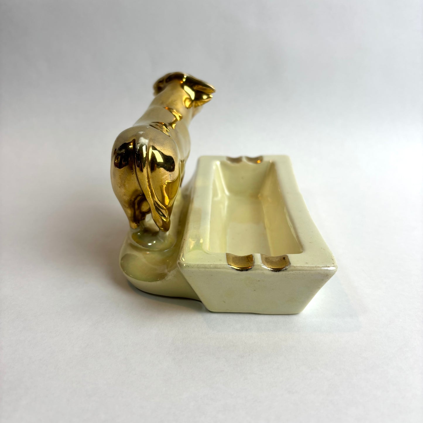 Wembley Ware Trough Ashtray with Bull – Gold Lustre