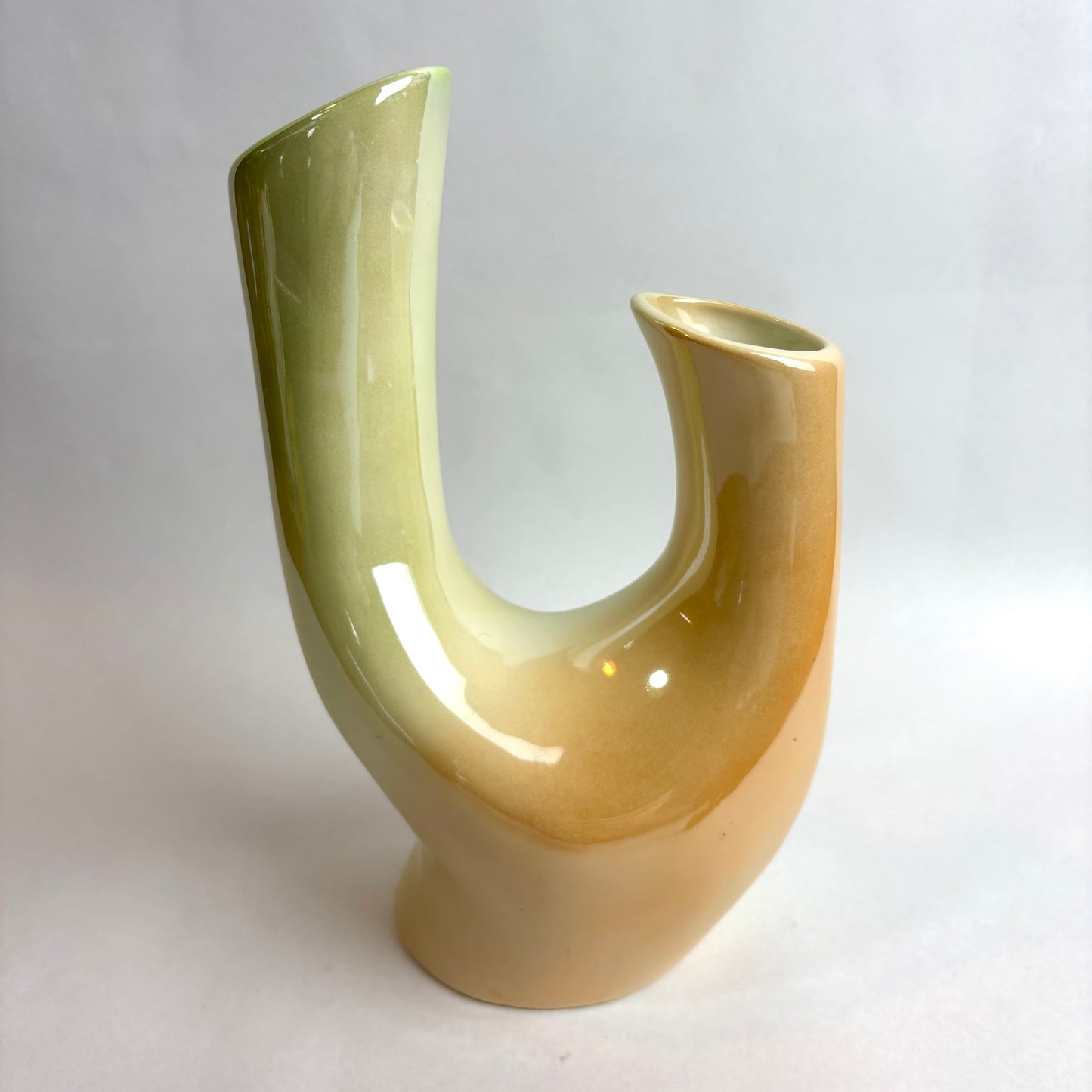 Wembley Ware Branch Vase – Green & Tan Lustre