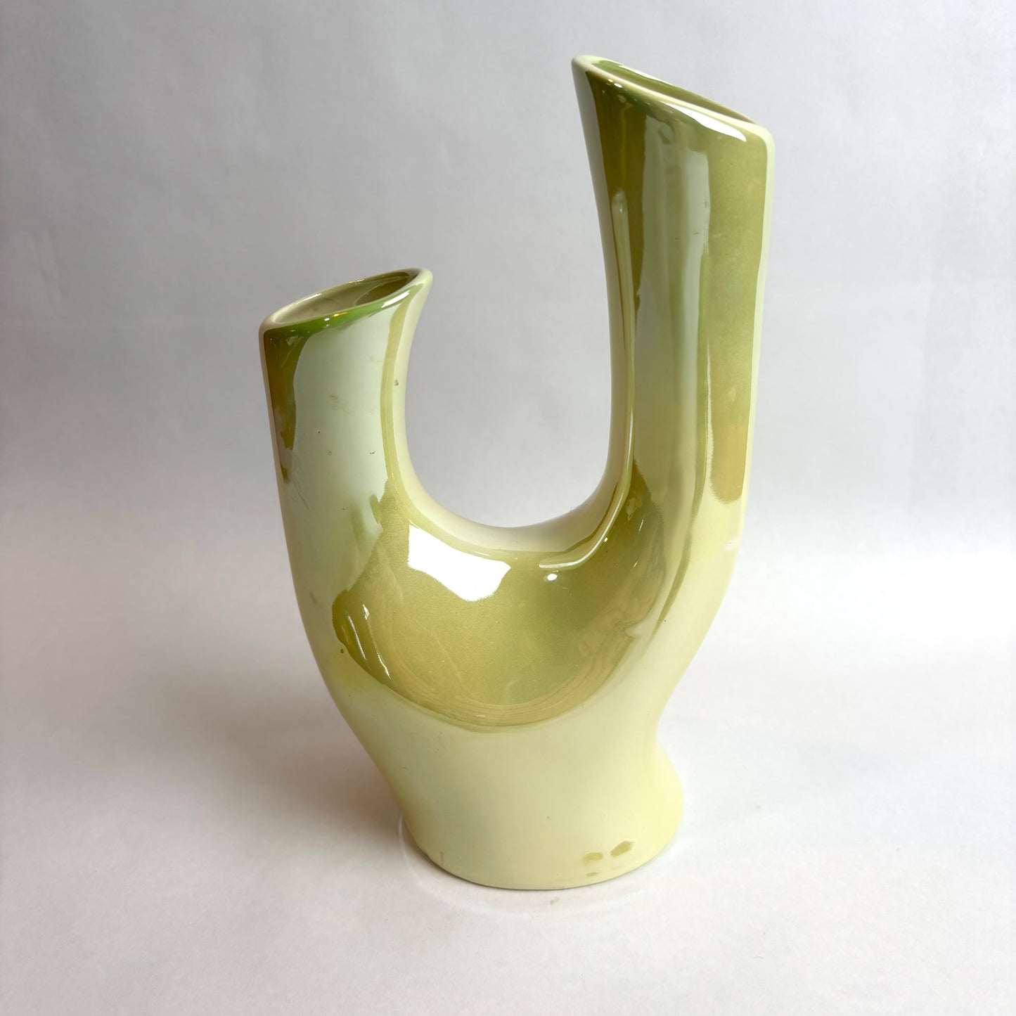 Wembley Ware Branch Vase – Green & Tan Lustre