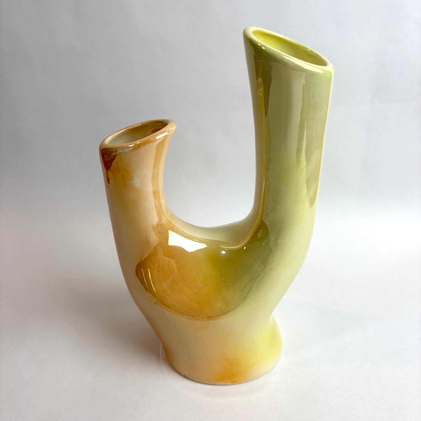 Wembley Ware Branch Vase – Lustre Glaze (Green & Tan)