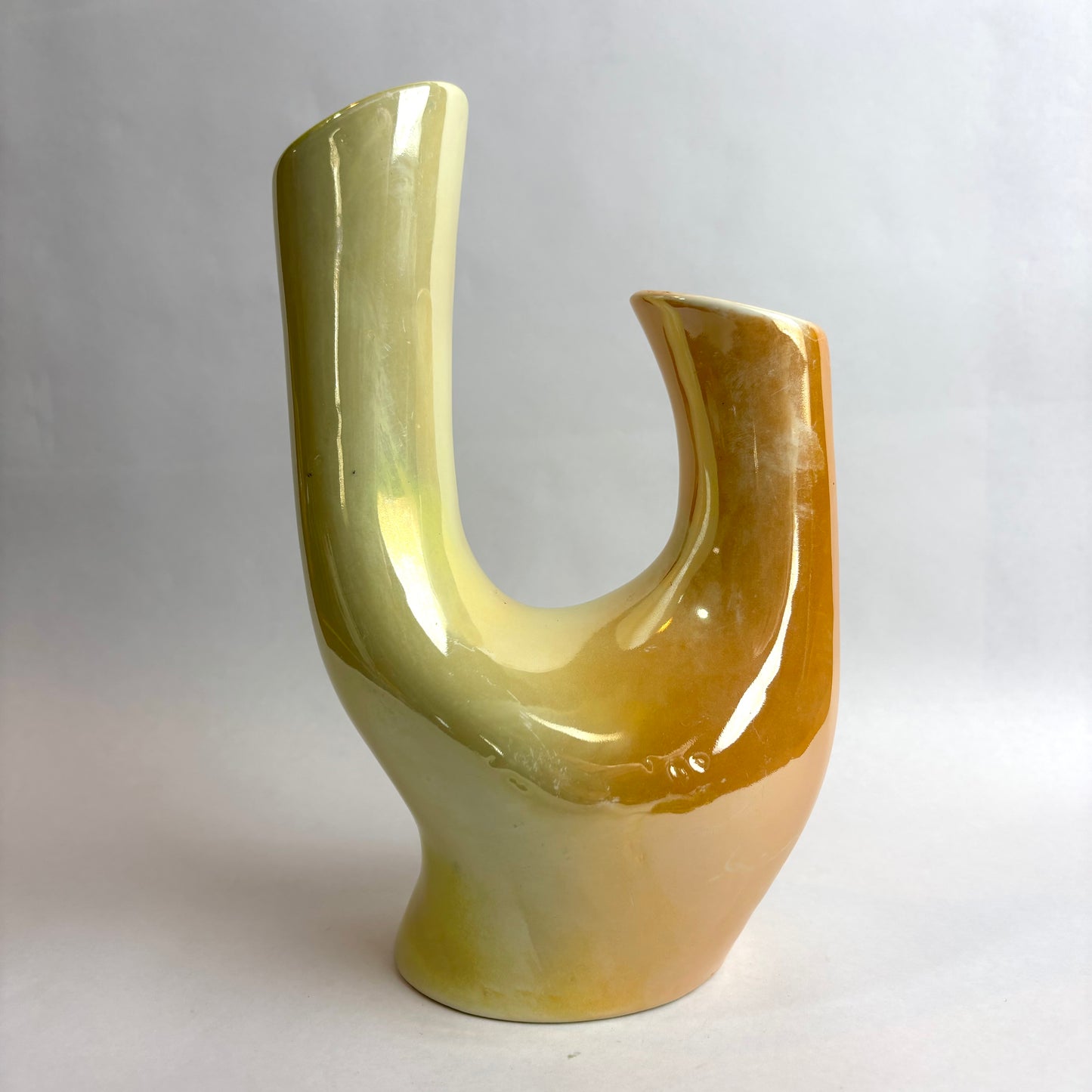 Wembley Ware Branch Vase – Lustre Glaze (Green & Tan)