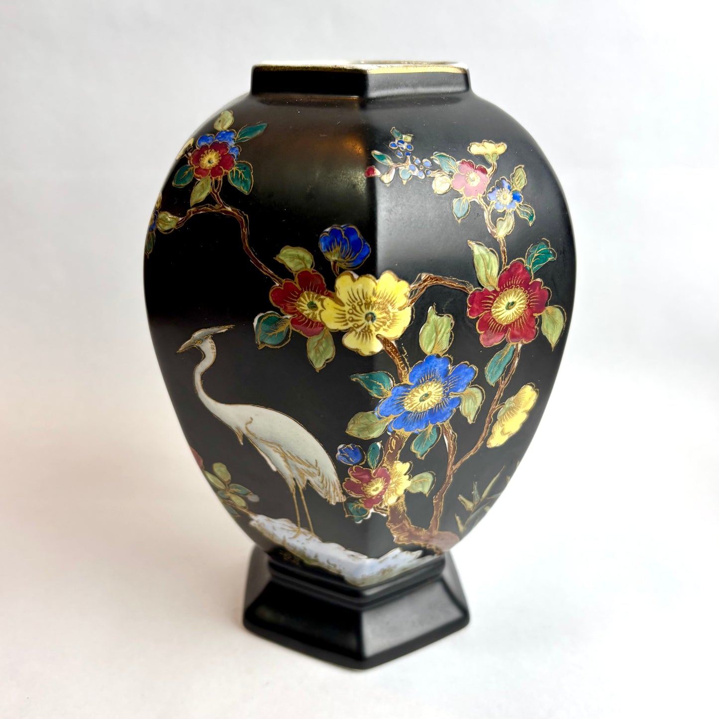 Carlton Ware “Cloisonné” Vase – Heron & Floral Design (c. 1920s–30s)