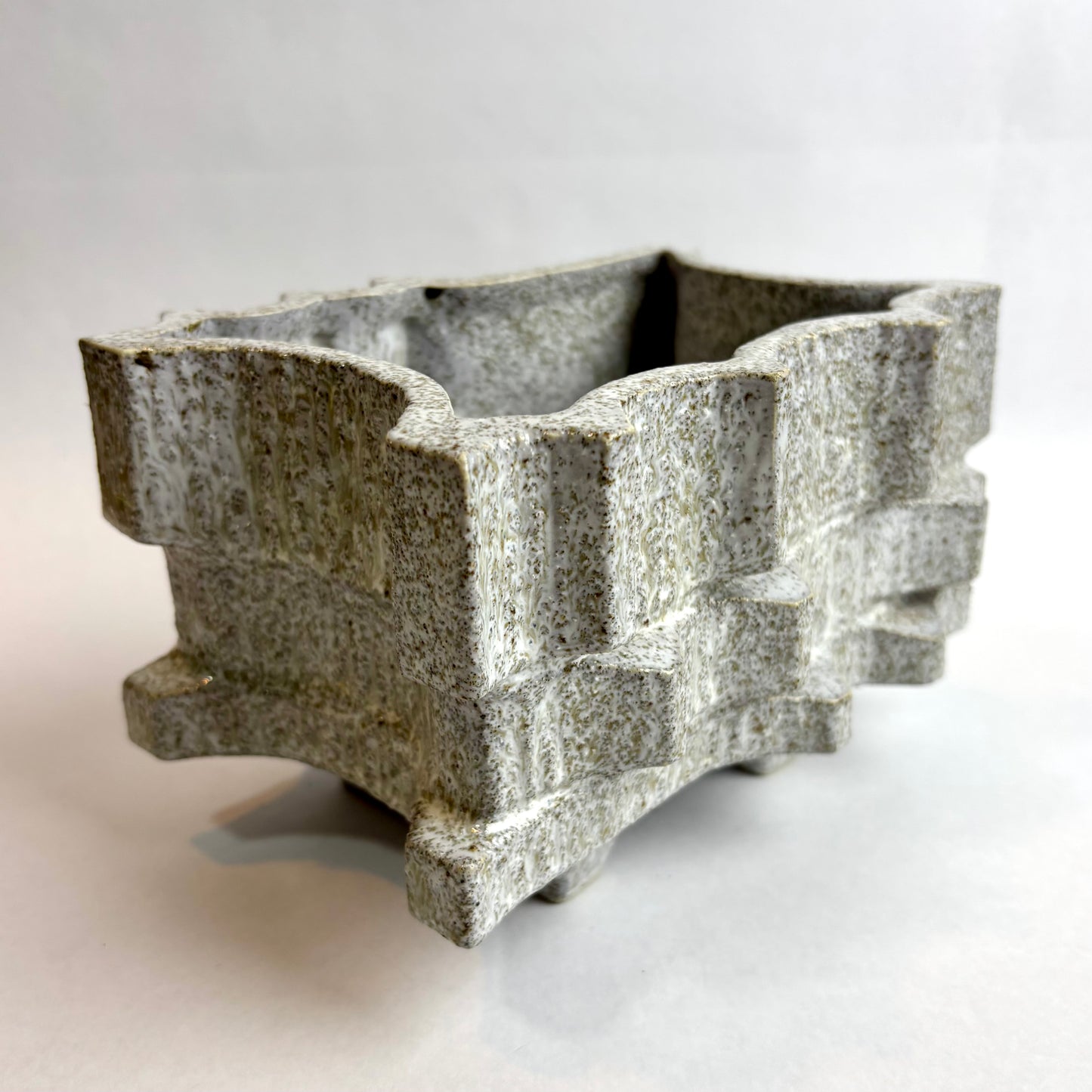 Mid-Century Japanese Brutalist Ceramic Planter – c. 1960s–70s