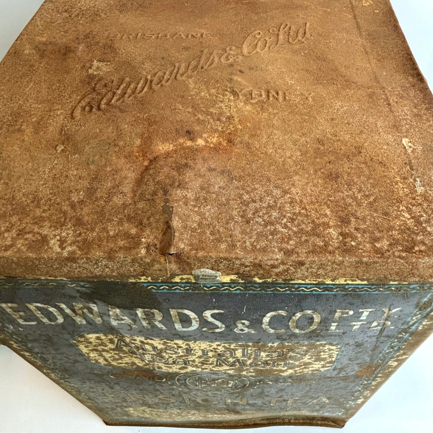 Antique Edwards & Co. “Ensign Tea” Tin – Australia’s Tea Men (Large 14 lb Size)