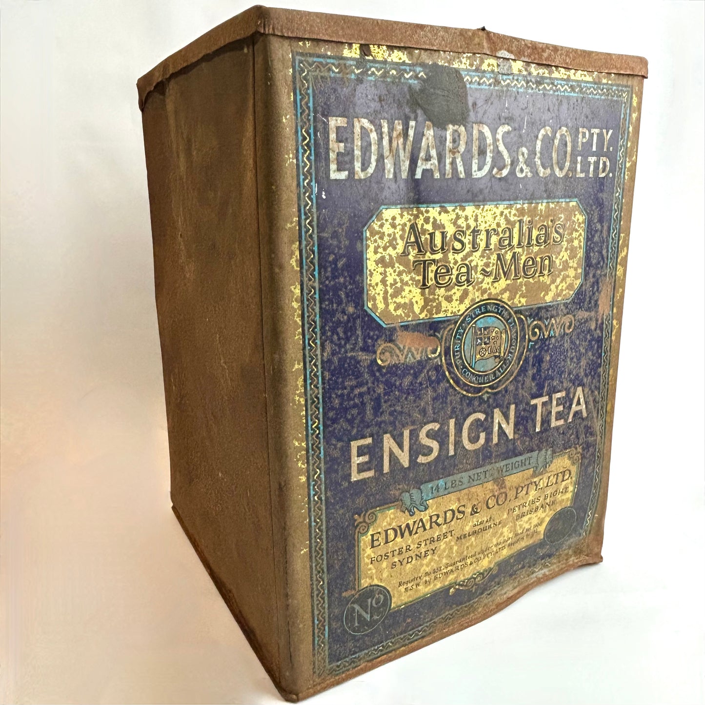 Antique Edwards & Co. “Ensign Tea” Tin – Australia’s Tea Men (Large 14 lb Size)